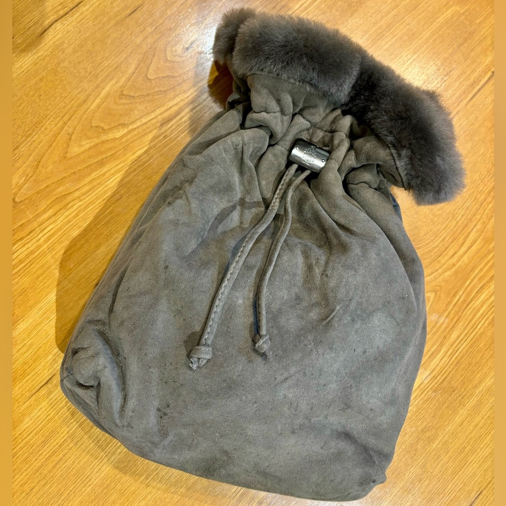 Mark Cross Suede Leather Pouch Clutch Bag